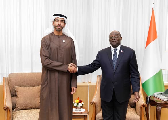 COOPÉRATION CÔTE D’IVOIRE–ÉMIRATS ARABES UNIS : TIÉMOKO MEYLIET KONÉ REÇOIT SHEIKH SHAKHBOOT BIN NAHYAN AL NAHYAN POUR RENFORCER LE PARTENARIAT ÉCONOMIQUE